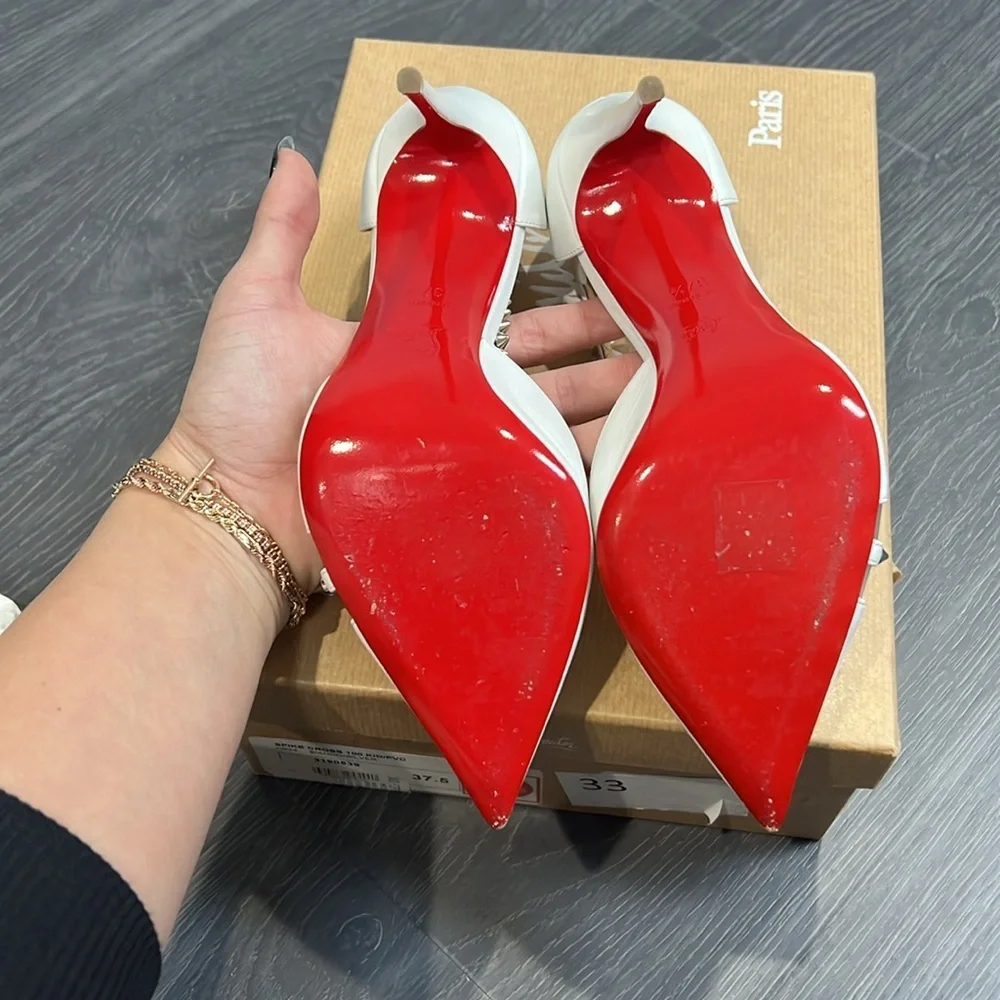 Christian Louboutin White Studded 100mm heels